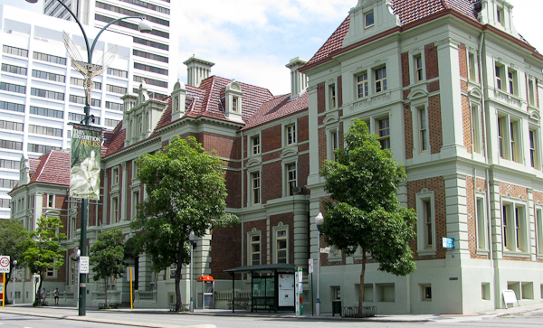 The first Post Office in Perth, in St George's Terrace, East