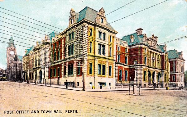 The first Post Office in Perth, in St George's Terrace, East