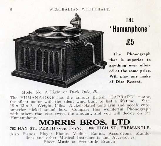 Advertisement for a Phonograph costing 5 pounds