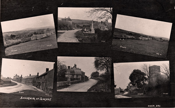 Old postcard made up of six images of Swyre